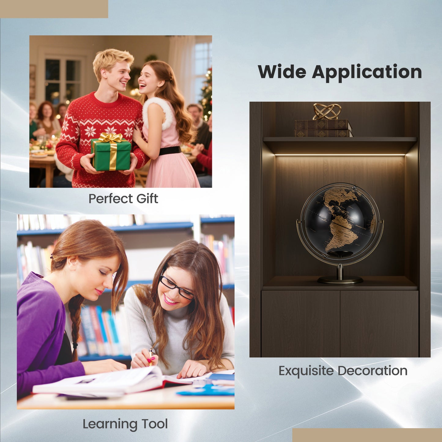 9-Inch Metallic Black World Globe with Metal Stand, Golden Learning Toys at Gallery Canada