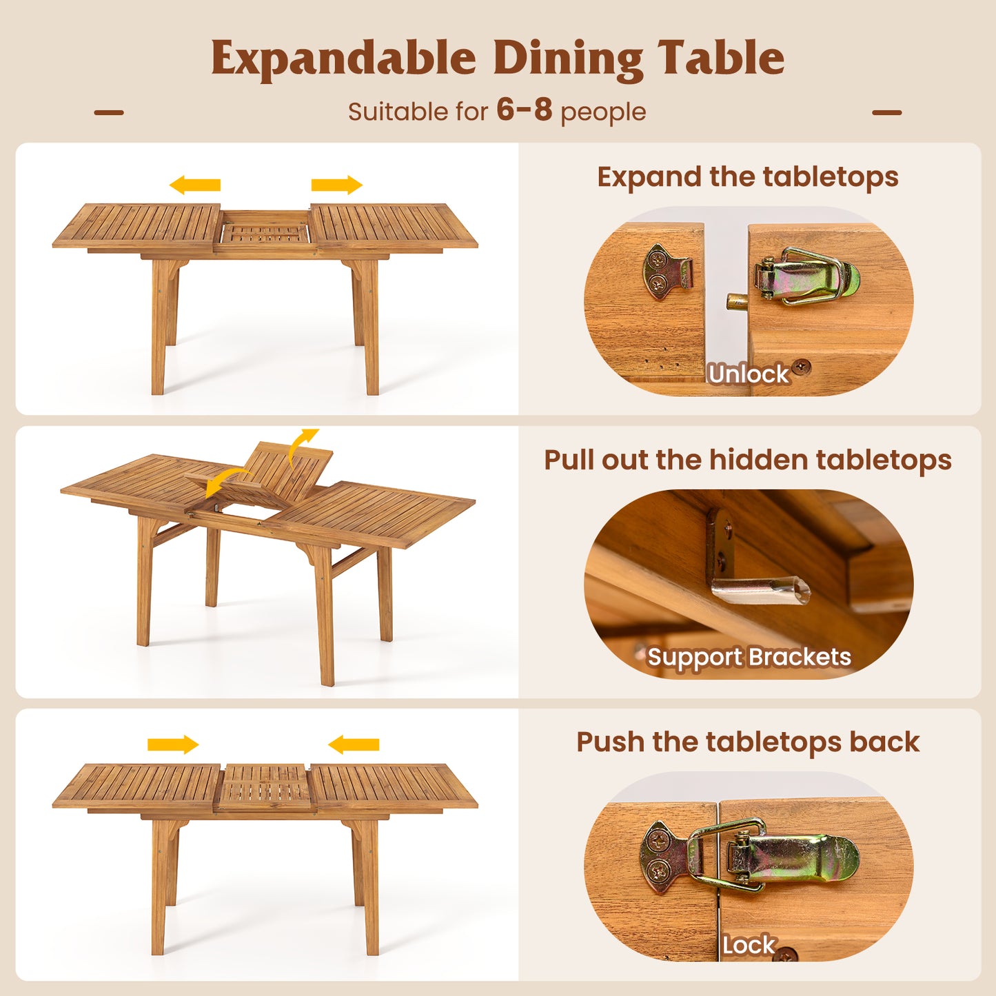 9-Piece Expandable Patio Dining Set, Natural Patio Dining Sets at Gallery Canada