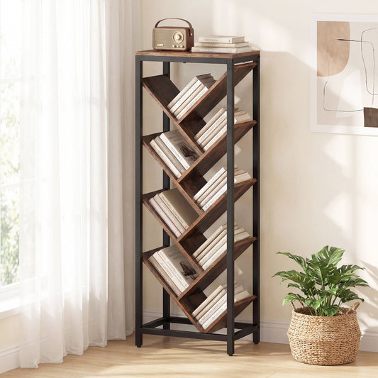 9-Tier Freestanding Bookcase, Rustic Brown Bookcases Rustic Brown at Gallery Canada