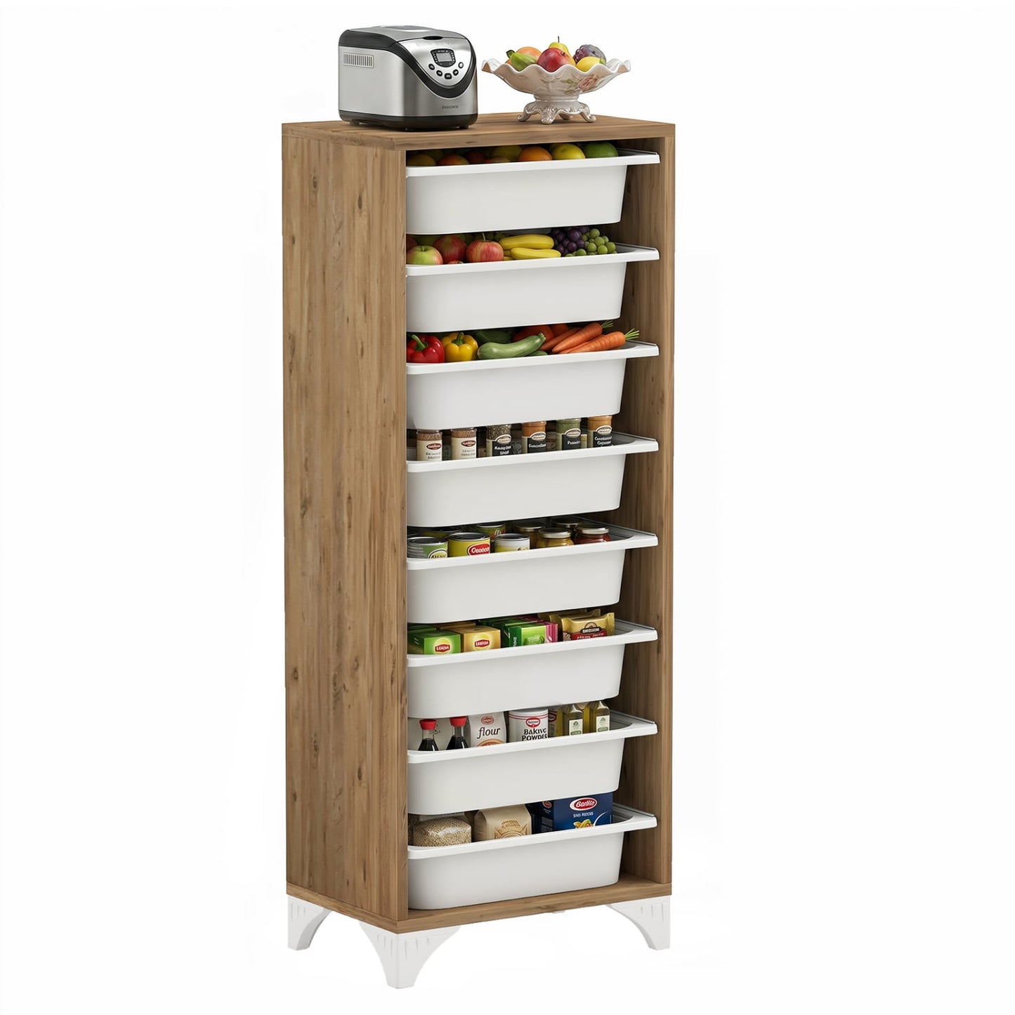 9-Tier Fruit and Vegetable Storage Rack Freestanding Wooden Pantry Organizer Cabinet Sideboards Cabinets & Buffets at Gallery Canada