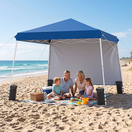 9 Ft x 9 Ft Pop Up Canopy Tent with Ground Stakes, Blue Canopies Blue at Gallery Canada
