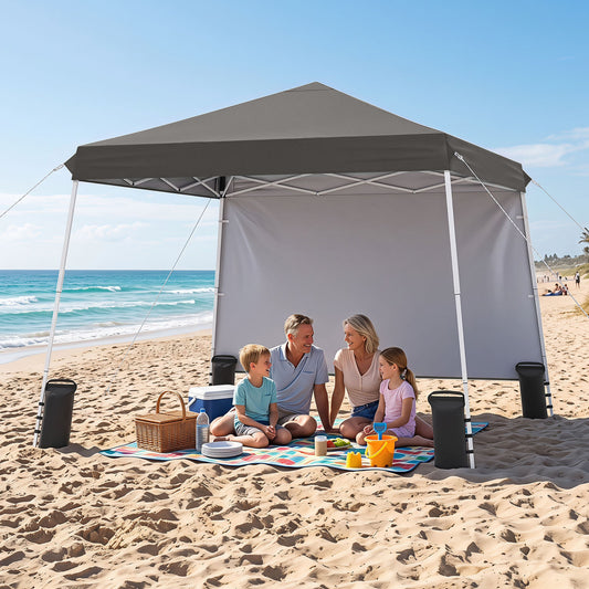 9 X 9 Ft Pop Up Canopy Tent With Ground Stakes & Ropes, Gray Canopies Gray at Gallery Canada