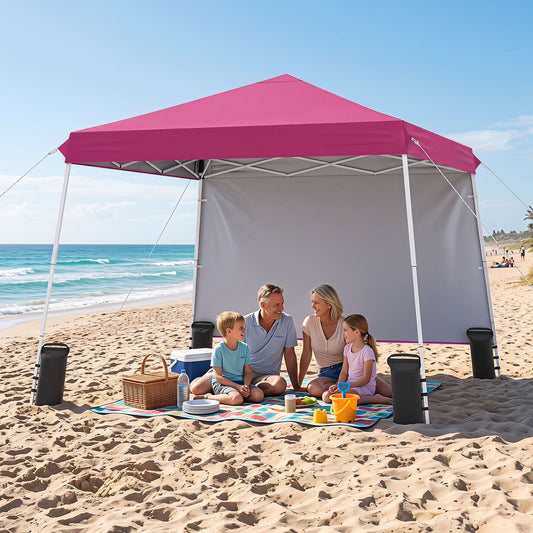 9 Ft x 9 Ft Pop Up Canopy Tent with Ground Stakes, Wind Ropes & Carry Bag, Pink Canopies Pink at Gallery Canada
