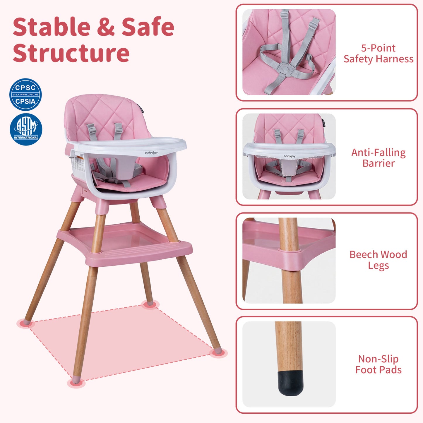 Convertible High Chair For Babies, Toddlers, 9-in-1, Pink High Chairs at Gallery Canada