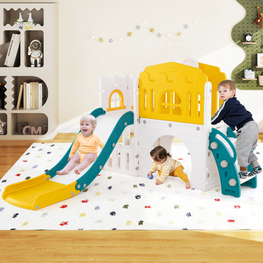 Toddler Slide, L-Shaped, Basketball Hoop, Steering Wheel, Yellow Climbers & Slides Yellow at Gallery Canada