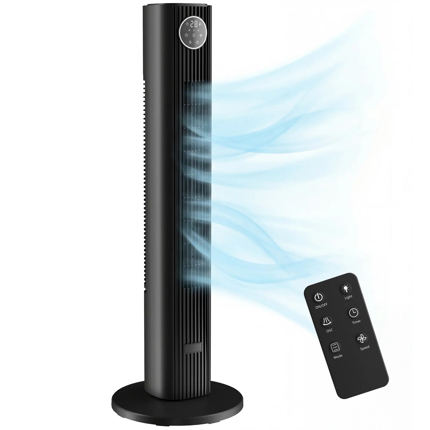 28dB Tower Fan, 12 Speeds, 4 Modes, 80° Oscillating, 12H Timer, Black Tower Fans at Gallery Canada