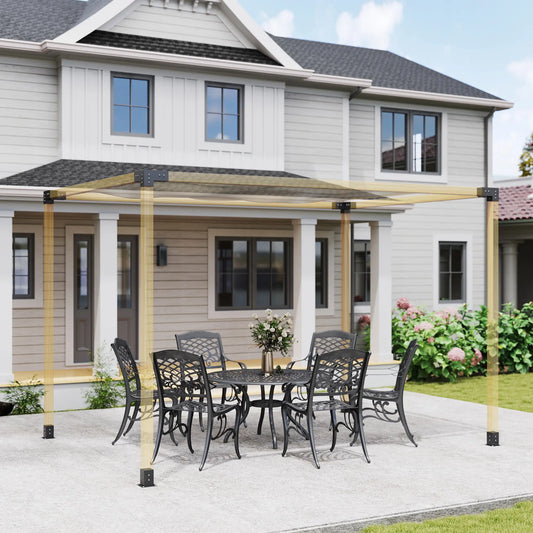 8PCS Pergola Kit, 3-Way & 4-Way Corner Brackets for 4"x4" Lumber Pergolas Black at Gallery Canada