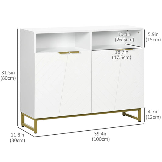 Accent Sideboard, Kitchen Storage Cabinet, 4 Doors, Adjustable Shelves, White Bar Cabinets at Gallery Canada