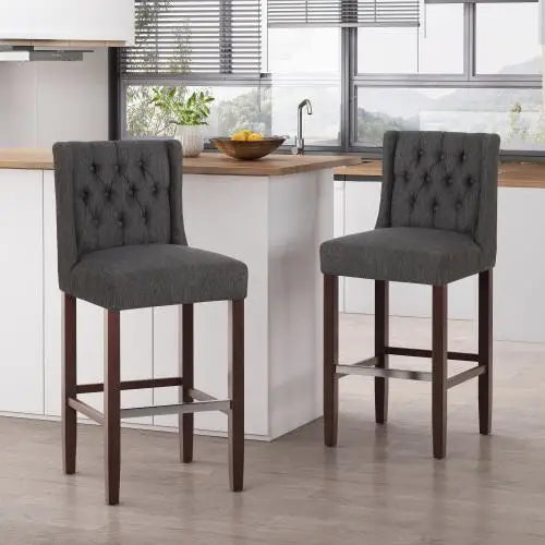 Modern Minimalist Bar Stool, 19" L x 23.5" W x 44.5" H, Gray Bar Stools Grey at Gallery Canada