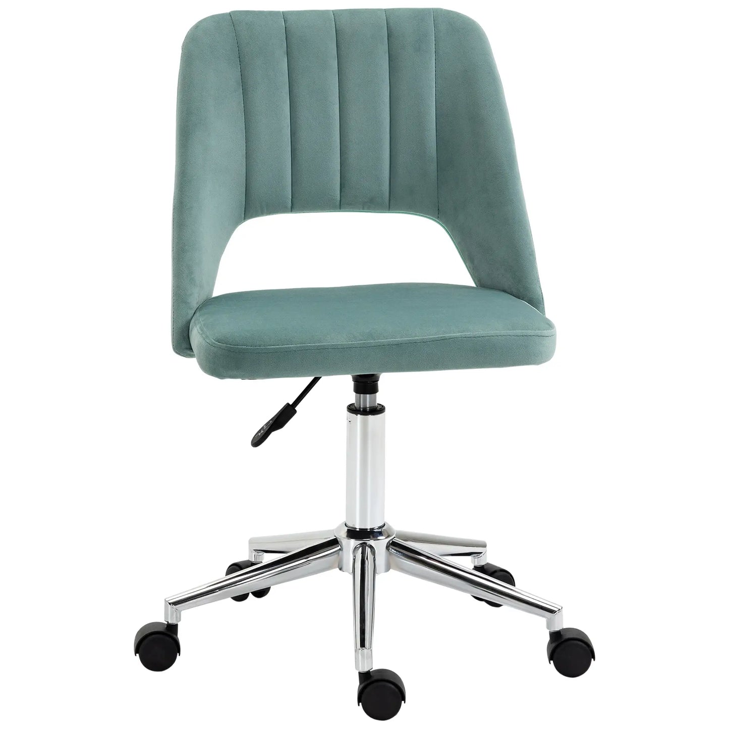 Velvet Fabric Mid Back Office Chair, Swivel Scallop Shape, Green Executive & Manager Chairs at Gallery Canada