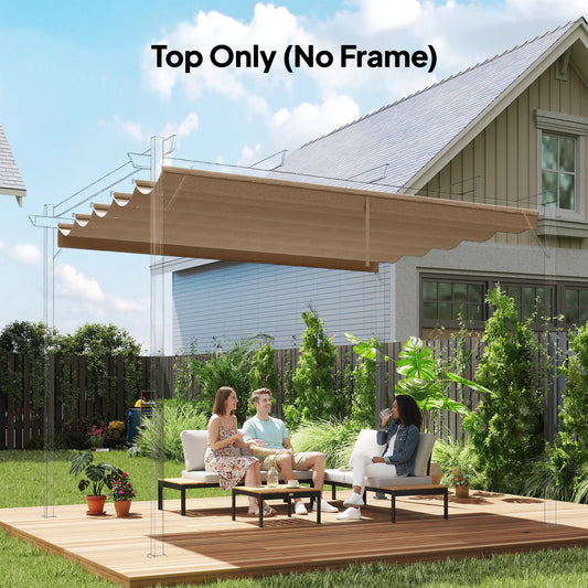 Retractable Pergola Canopy, 10' x 10', Tan Gazebo Canopy Replacement Tan at Gallery Canada