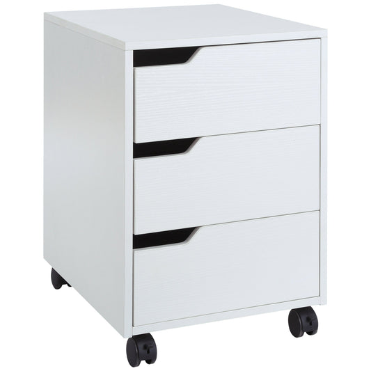 3 Drawer File Cabinet, Mobile Vertical Filing Cabinet with Wheels, Office Storage Organizer, White - Gallery Canada