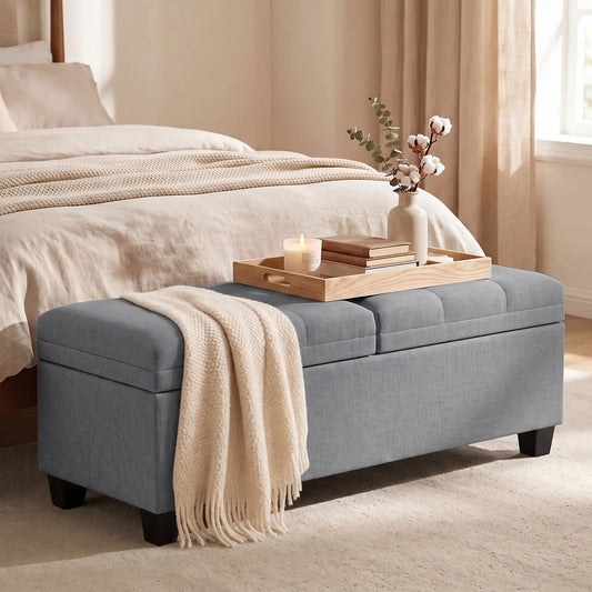 51.2" Storage Ottoman Bench, 2 Compartments, Dark Grey, Dark Grey Storage Ottomans & Benches Multi Colour at Gallery Canada