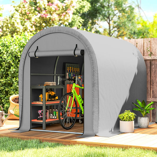 8' x 5' Portable Shed, Water-Resistant Bike Tent with Roll-up Zipper Door Portable Shed Light Grey at Gallery Canada