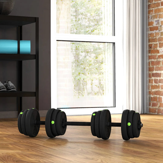 55LBS Adjustable Barbell Dumbbells Set, Non-Slip Handles Home Gym Dumbbells & Barbells Green and Black at Gallery Canada