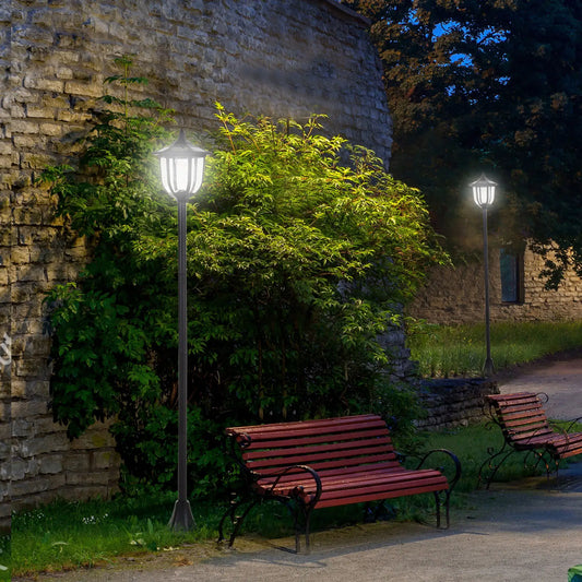 Solar Torch Lights, Outdoor Garden, 6 LED, Water-Resist, Auto On/Off Solar Post Lamps Black at Gallery Canada