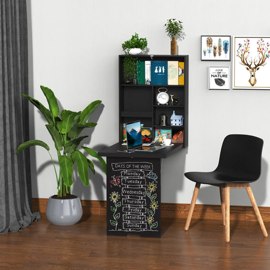 Wall Mounted Fold Out Desk, Multi-Functional Space Saving, Black Writing Desks Black at Gallery Canada