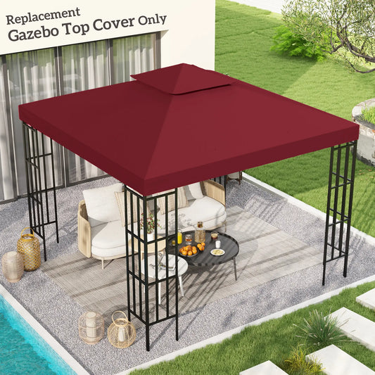 10' x 10' Square 2-Tier Gazebo Canopy Cover, Wine Red Gazebo Canopy Replacement Red at Gallery Canada