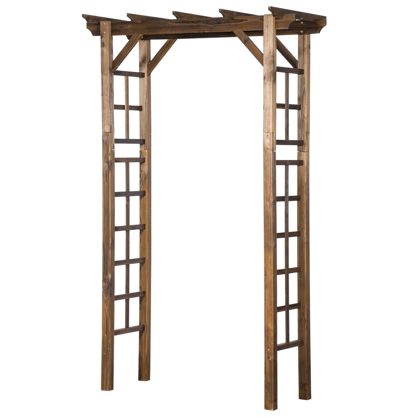 85" Wooden Garden Arbour, Arch Trellis for Climbing Vines, Carbonized Garden Arches at Gallery Canada