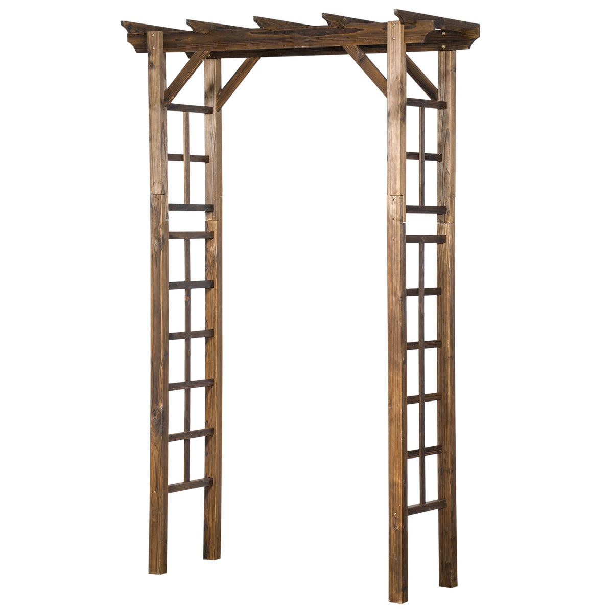 85" Wooden Garden Arbour, Arch Trellis for Climbing Vines, Carbonized Garden Arches at Gallery Canada