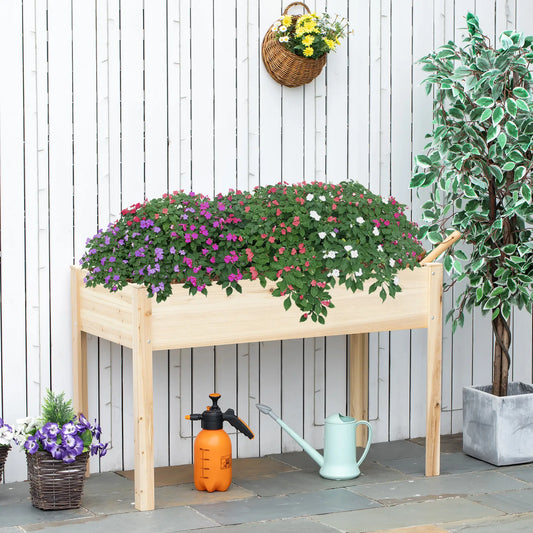 46'' x 24'' Raised Garden Bed, Wooden Elevated Planter Box, Non-Woven Liner Elevated Garden Beds Natural at Gallery Canada