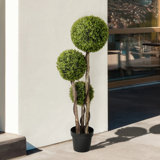 4FT Artificial Boxwood Topiary Tree, Triple Ball, Indoor Outdoor, Green Artificial Trees Green at Gallery Canada