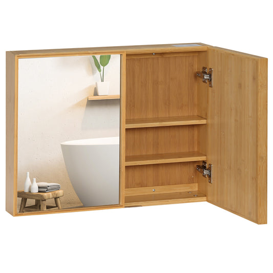 Bamboo Wall-Mounted Bathroom Medicine Cabinet with Mirror, Over Toilet Bathroom Cabinet Natural - Gallery Canada
