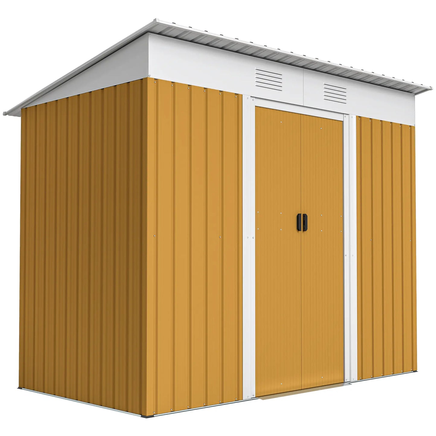 7' x 4' Metal Storage Shed, Outdoor Garden Tool Organizer, Yellow