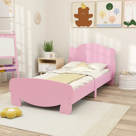Twin Bed Frame, Bear Headboard, Slats Support, No Box Spring, Pink Kids Bedroom Furniture Pink at Gallery Canada