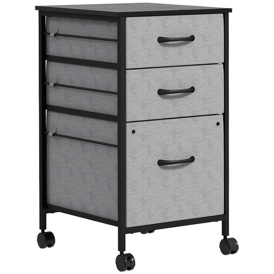 Vertical Filing Cabinet, Mobile File Cabinet with 3 Non-woven Fabric Drawers, Hanging Bars for Letter Size, Industrial Printer Stand for Home Office, Dark Grey - Gallery Canada
