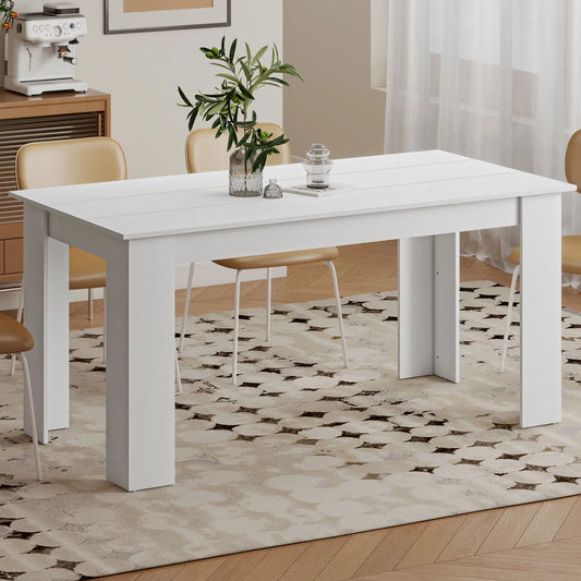 63" Kitchen Table for 4-6 People, Wood Effect, White Dining Tables White at Gallery Canada