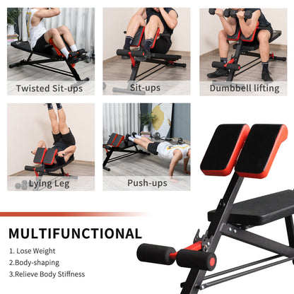 Adjustable Weight Bench Roman Chair Exercise Training Multi-Functional Hyper Extension Bench Dumbbell Bench Ab Sit up Decline Flat Black and Red at Gallery Canada