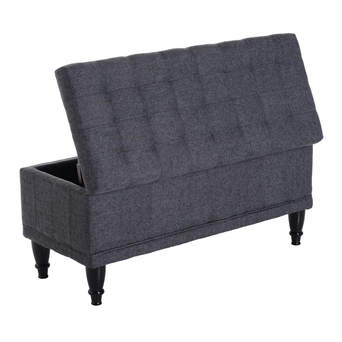 Storage Ottoman, Linen Fabric Bench with Soft Close Lid, 42" x 17" x 19", Grey Storage Ottomans & Benches at Gallery Canada