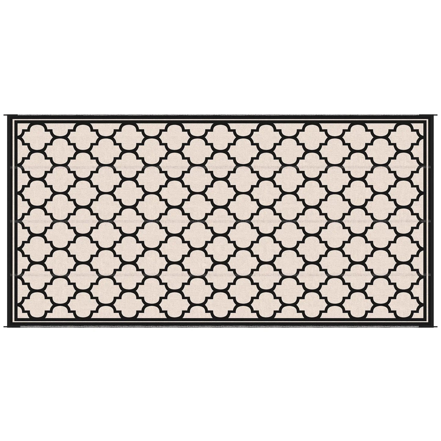 Reversible Outdoor RV Rug, 9' x 18', Patio Floor Mat, Black and Beige Outdoor Reversible Rugs at Gallery Canada