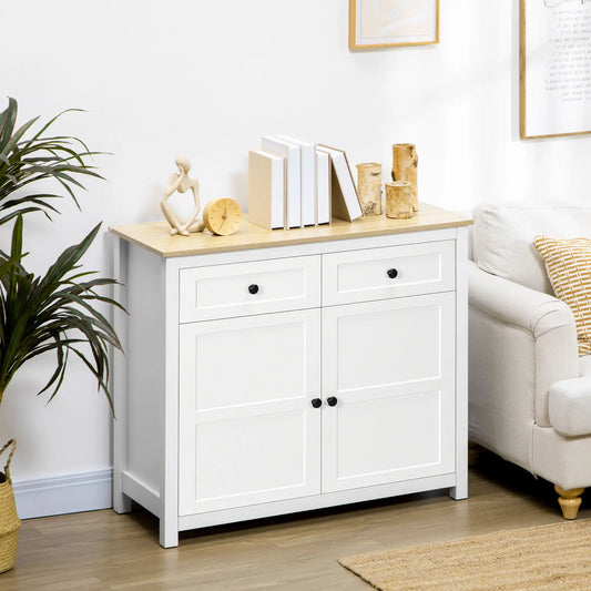 Modern Sideboard, Kitchen Storage Cabinet with Drawers, Adjustable Shelf, White Storage Cabinets White at Gallery Canada