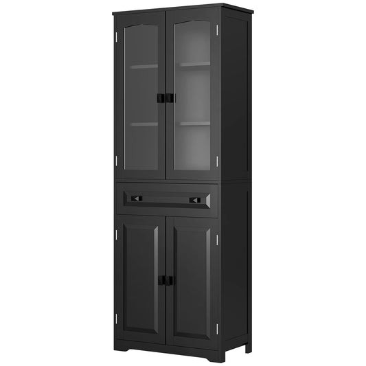 63" 4-Door Kitchen Pantry Cabinet, Freestanding Storage Cabinet Cupboard with Adjustable Shelves, Black - Gallery Canada