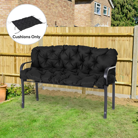 Garden Bench Cushion 3-Seater, Non-Slip, 59.1" x 38.6", Black Patio Chair Cushions Black at Gallery Canada