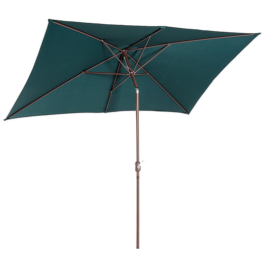 6.5x10ft Rectangle Aluminum Tilt Patio Umbrella Garden Market Parasol Outdoor Sunshade Canopy with Crank(Green) - Gallery Canada