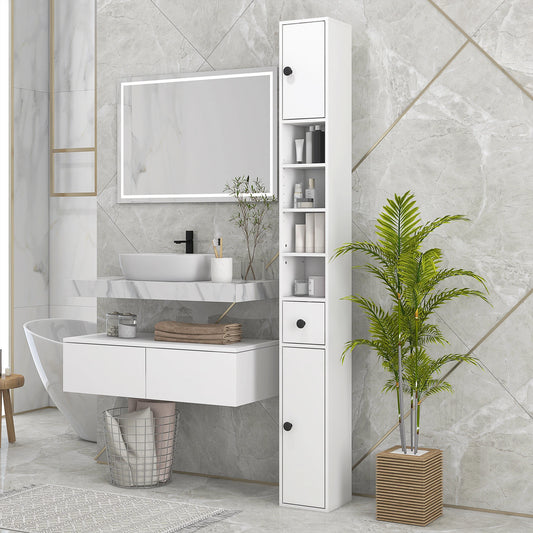 71" Tall Bathroom Storage Cabinet, Adjustable Shelves, 2 Door, White Bathroom Cabinets White at Gallery Canada