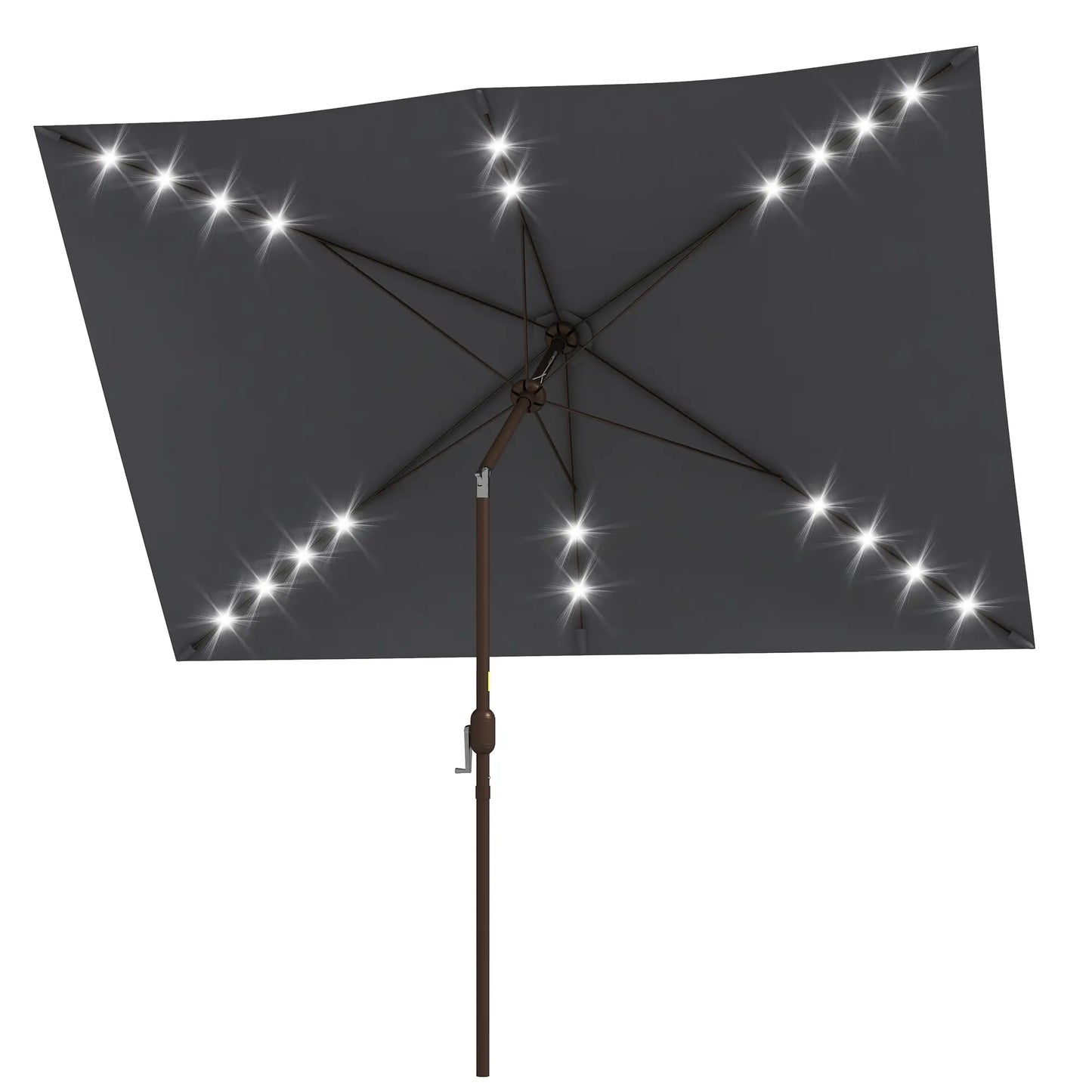 6.5x10ft Dark Grey Tilt Aluminum Patio Umbrella, Solar Powered LEDs, Dark Grey Sun Umbrellas at Gallery Canada