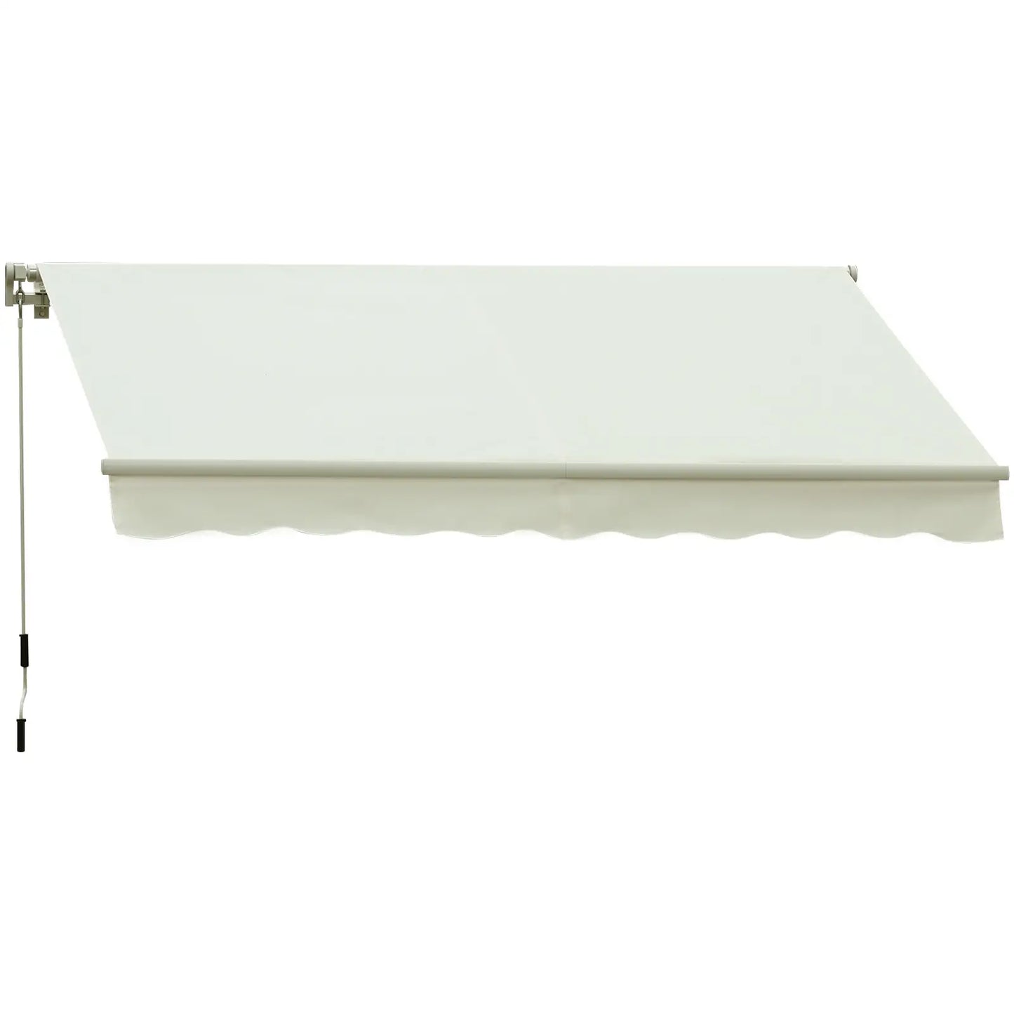 10' x 8' Manual Retractable Awning, Sun Shade Canopy, Aluminum Frame, UV Protection, Cream White Deck Awnings at Gallery Canada