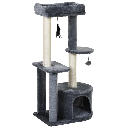 Cat Tree Scratching Cat Funiture Tower Multi-Level 1 Condo 1 Perch Sisal-Covered Scratching Post, Climbing Activity Stable Toys, Included Simply Style Height 39", Grey at Gallery Canada
