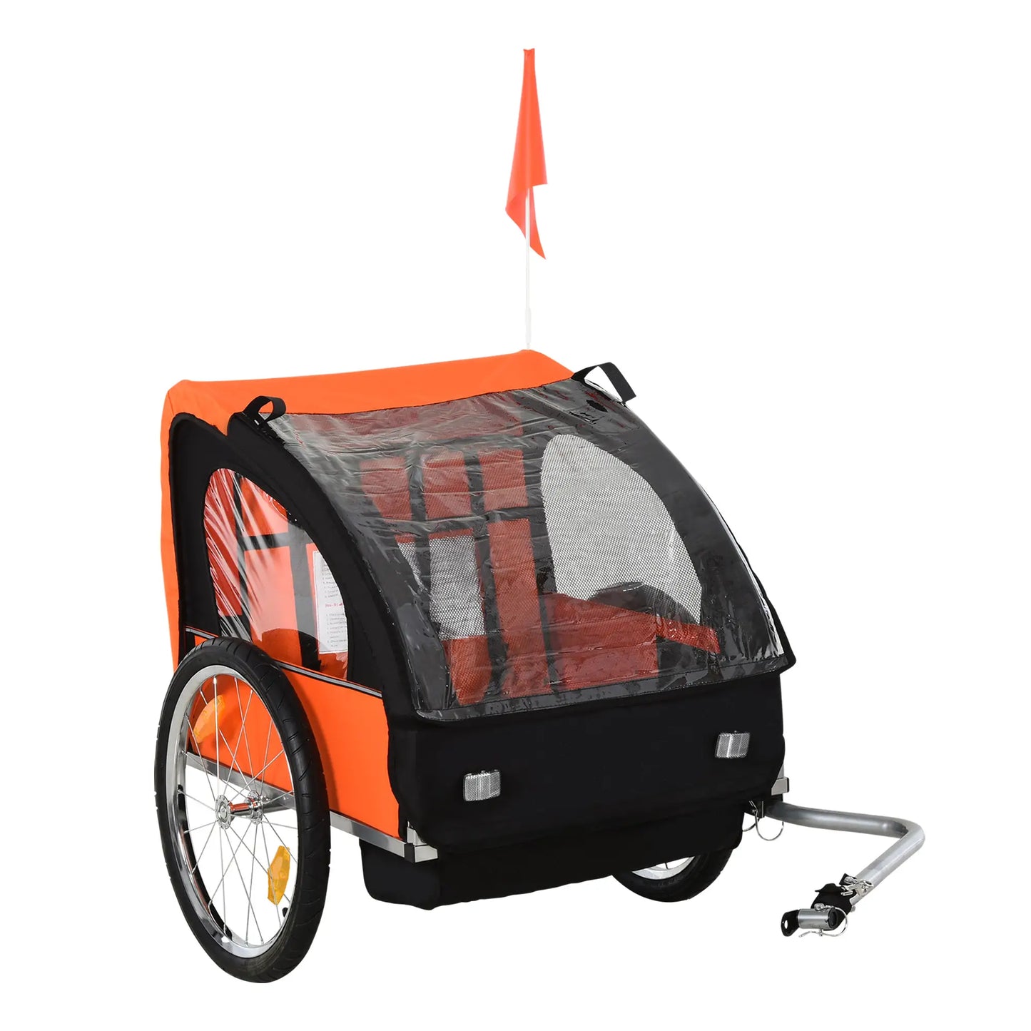 2-Seat Child Bike Trailer, Steel Frame, 5-Point Harness, Orange Kids Bike Trailers at Gallery Canada