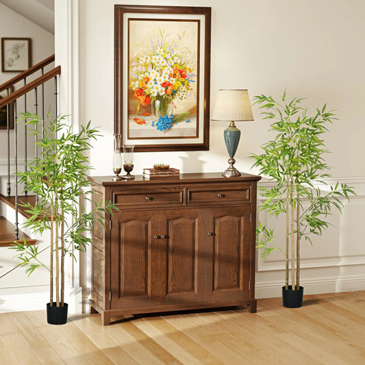 Set of 2 6ft Artificial Bamboo Tree, Indoor with Pot, Home Office Decor Artificial Trees Green, Black at Gallery Canada