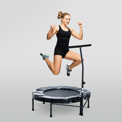 39" Mini Exercise Trampoline Indoor Fitness Rebounder w/ Adjustable T-Bar Black at Gallery Canada