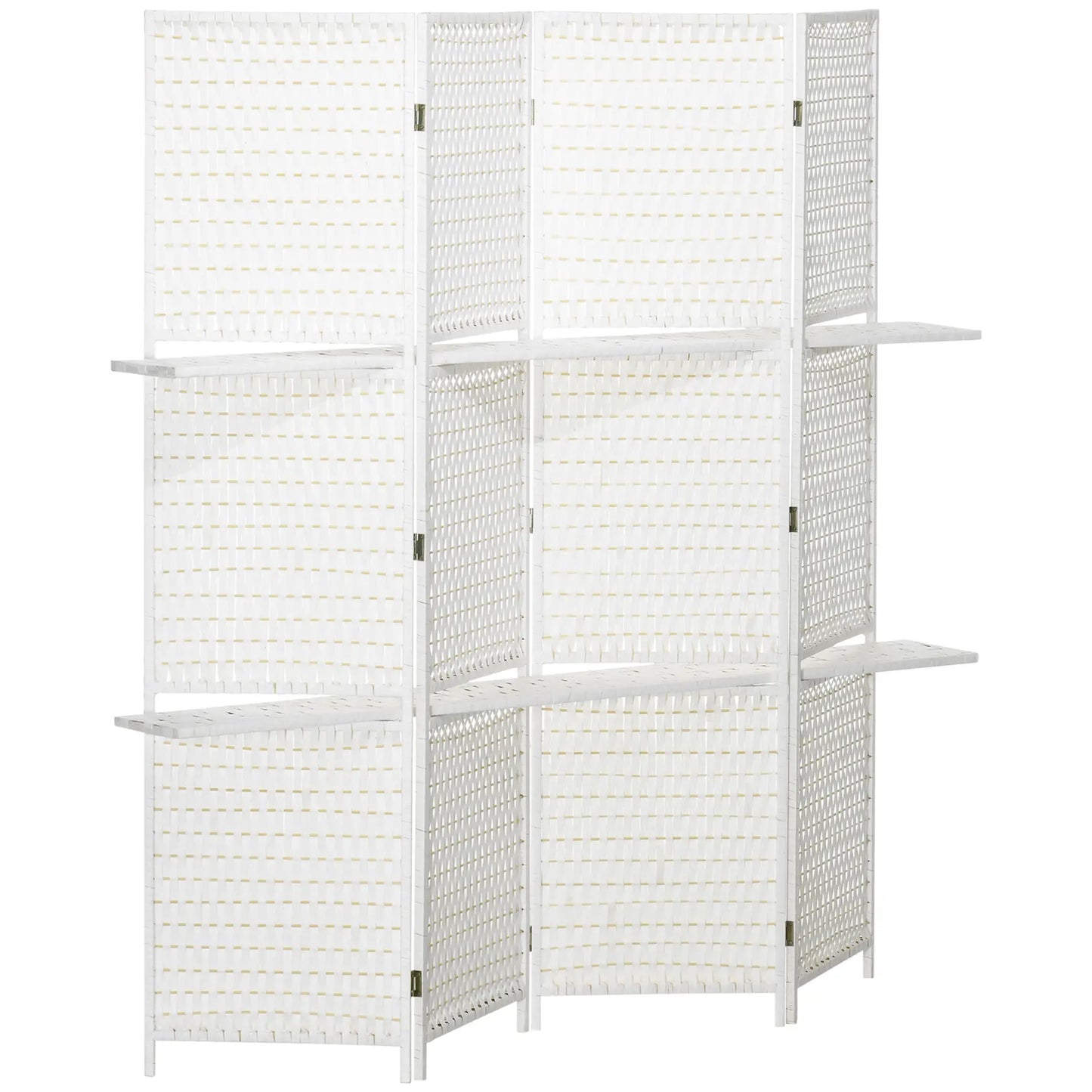 4 Panel Room Divider With Shelves, 6 FT Privacy Screen, White Room Dividers at Gallery Canada