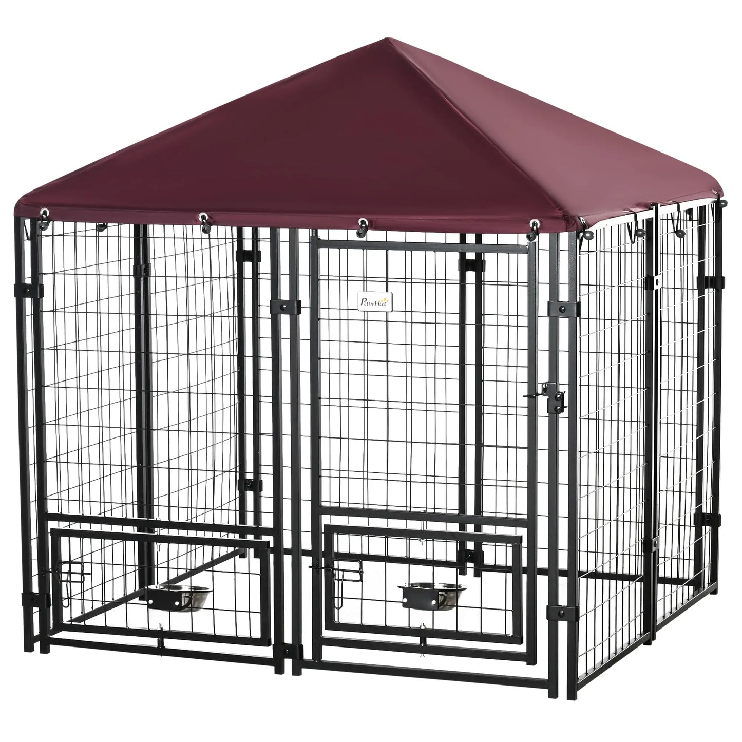 Large Steel Dog Kennel, 4.6ft x 4.6ft x 5ft, Lockable Playpen, UV-Resistant Canopy Houses, Kennels & Pens at Gallery Canada