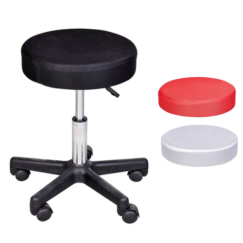 Adjustable Hydraulic Swivel Massage Salon Stool Facial Spa Tattoo Saddle Chair with 3 Changeable Seat Covers, Red/White/Black
