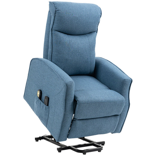 Electric Lift Chair, Power Chair Recliner with 8 Massage Vibration Points, Remote Control, Side Pockets, Blue at Gallery Canada