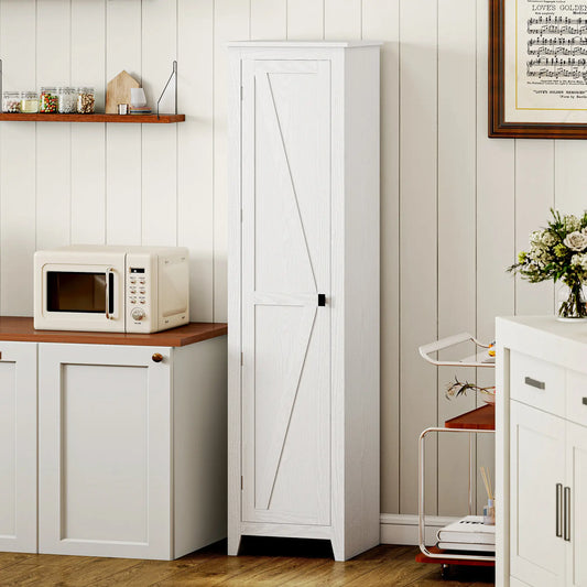67 Farmhouse Kitchen Pantry Cabinet, Adjustable Shelves, White Kitchen Pantry Cabinets White Wood Grain at Gallery Canada